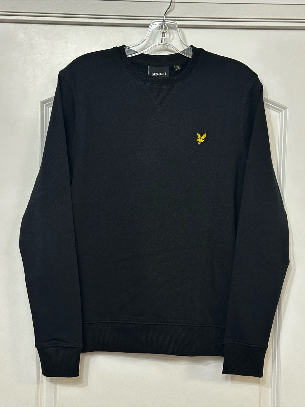 Lyle & Scott Black Crewneck Sweatshirt with Yellow Emblem